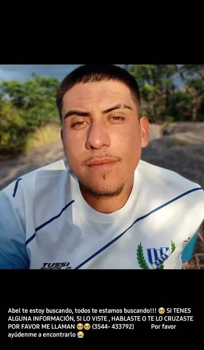 🙏Se Ruega compartir Urgente ⚠️
Pedimos por el paradero de "Abel Matos"
Joven Vecino de Mina Clavero 
Familia y amigos estamos Buscando 
Ante cualquier información comunicarse Urgente con la policía o llamar al 
(3544) 433792