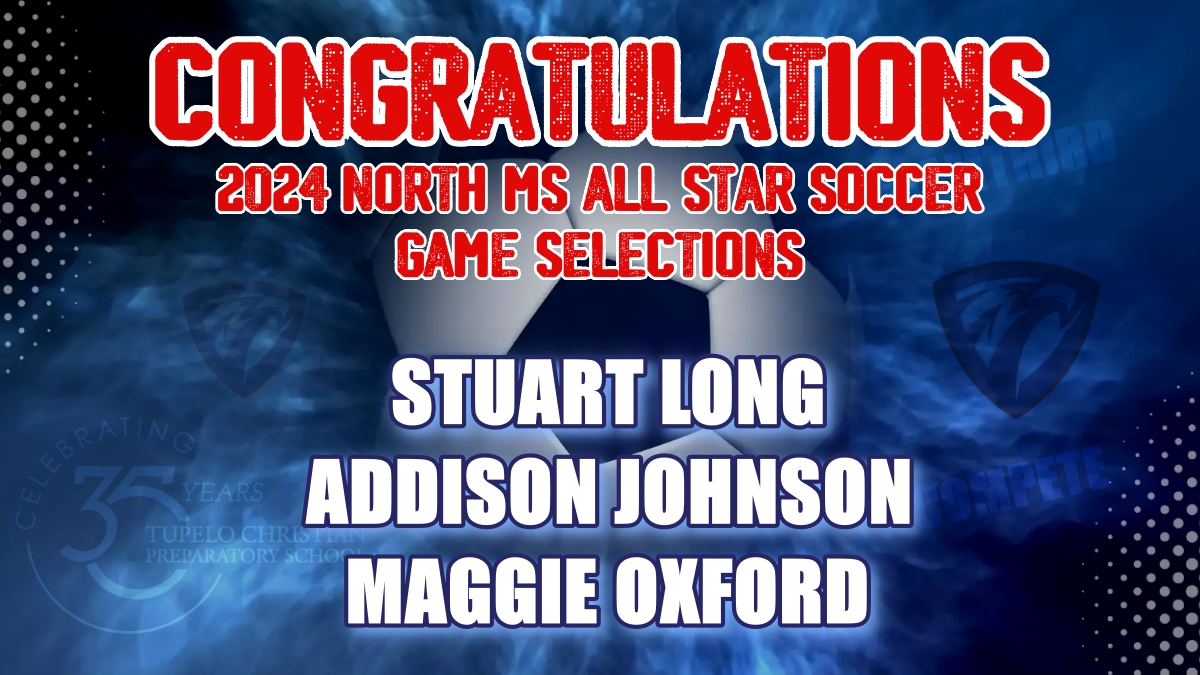 TCPSAthletics's tweet photo. Congratulations to Addison Johnson, Maggie Oxford and Stuart Long for being selected to play in the 2024 North MS All Star Soccer Game.  The games will be held on February 15 at Tupelo HS.  Girls will begin at 5:30 and the Boys will play at 7:30 pm.
#iamthird #compete #wearetcps https://t.co/gdBLkqvSdD