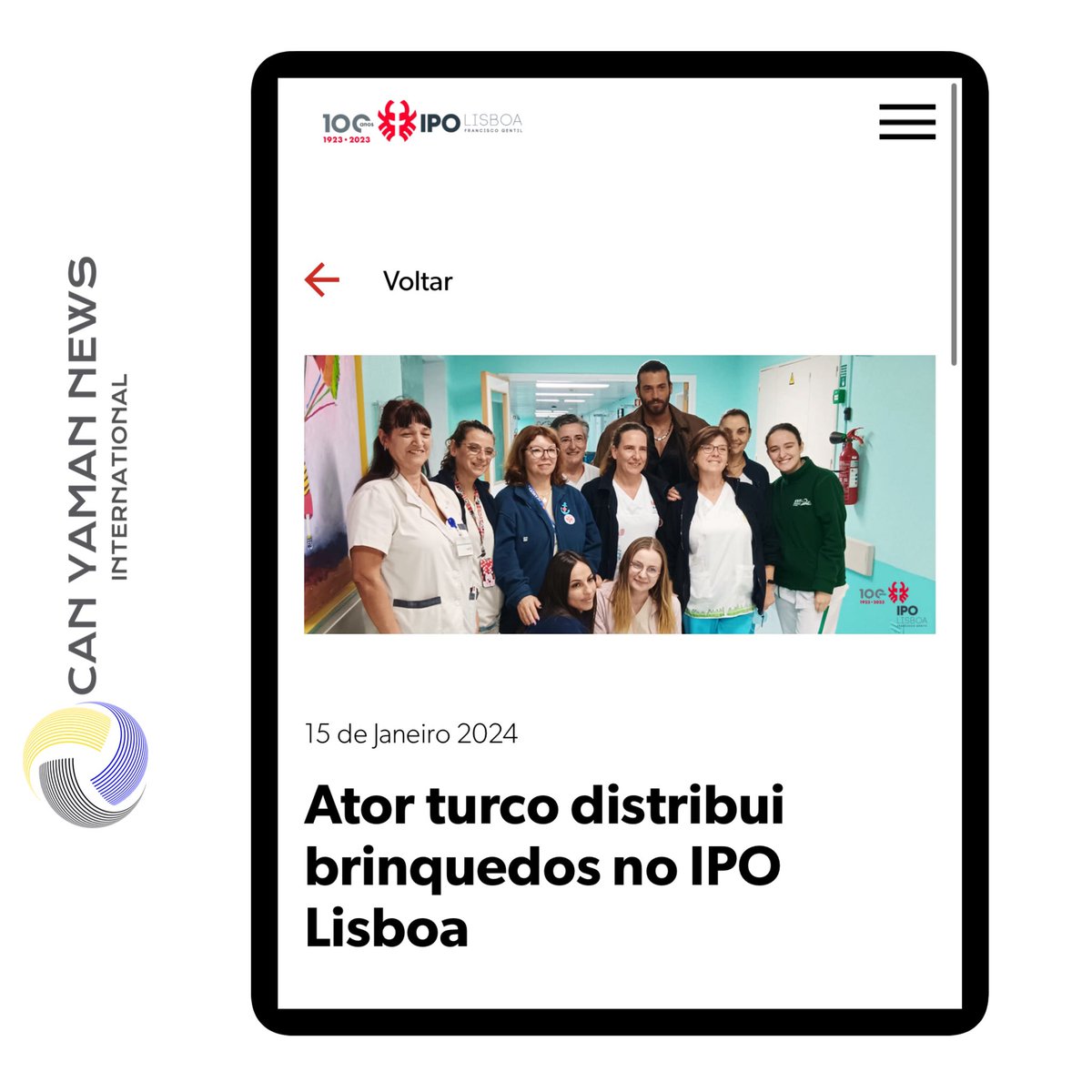 ♦️IPO Lisboa  (official press release) - Turkish actor distributes toys at IPO Lisbon (Cancer Institute) 

Toys and educational games were some of the items that #CanYaman delivered to children and young people hospitalized on the 7th floor.

During his brief visit to Portugal,