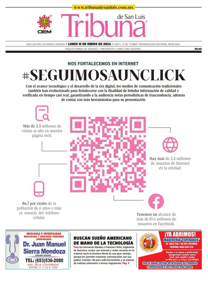 gabbysalido's tweet photo. Hoy publicamos las últimas ediciones impresas de @ElSolHermosillo  y @TribunaSL Fortalecemos nuestras plataformas digitales. Damos un paso firme y convencidos de que el futuro de los medios está en la utilización de nuevas herramientas tecnológicas #seguimosaunclick https://t.co/rp5tTlWvil