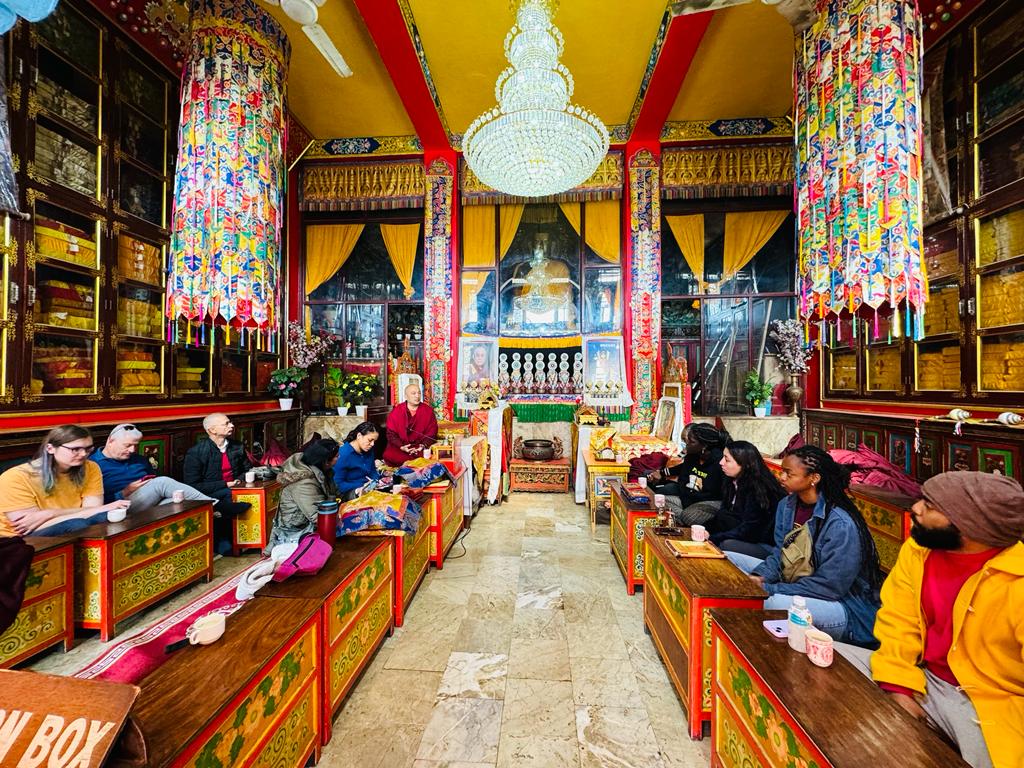 We had the incredible opportunity to witness the rich cultural exchange between Tibetan Buddhism and the West, particularly within the Kagyu school, as we visited the famed Shechen and Shedrup monasteries surrounding the Boudhanath stupa.