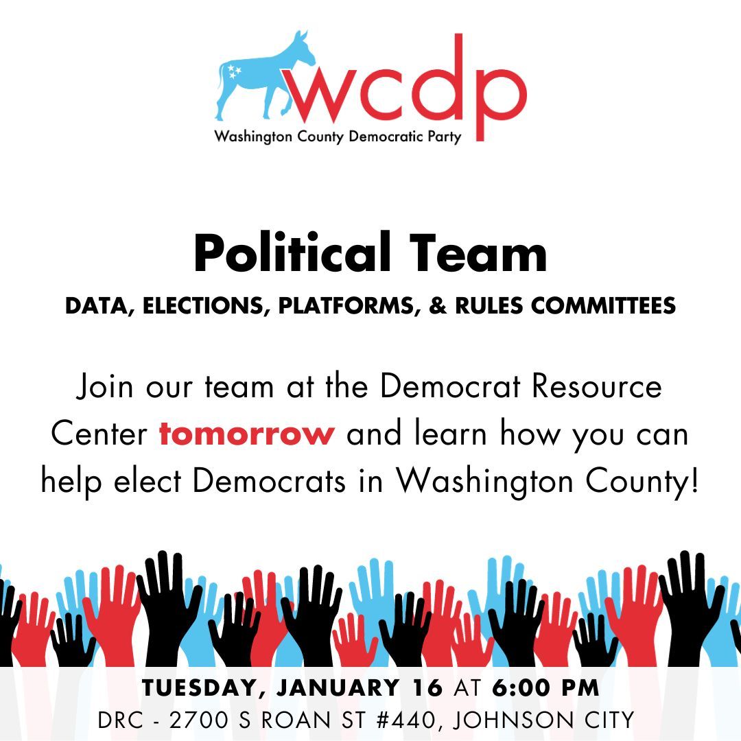 WCTNDP's tweet photo. Our monthly team meetings are starting! Join our political team tomorrow, January 16 at 6 pm at the DRC for our first get-together of 2024. We will talk data, elections, platform, and rules 💙. https://t.co/RdAMMRkkgP