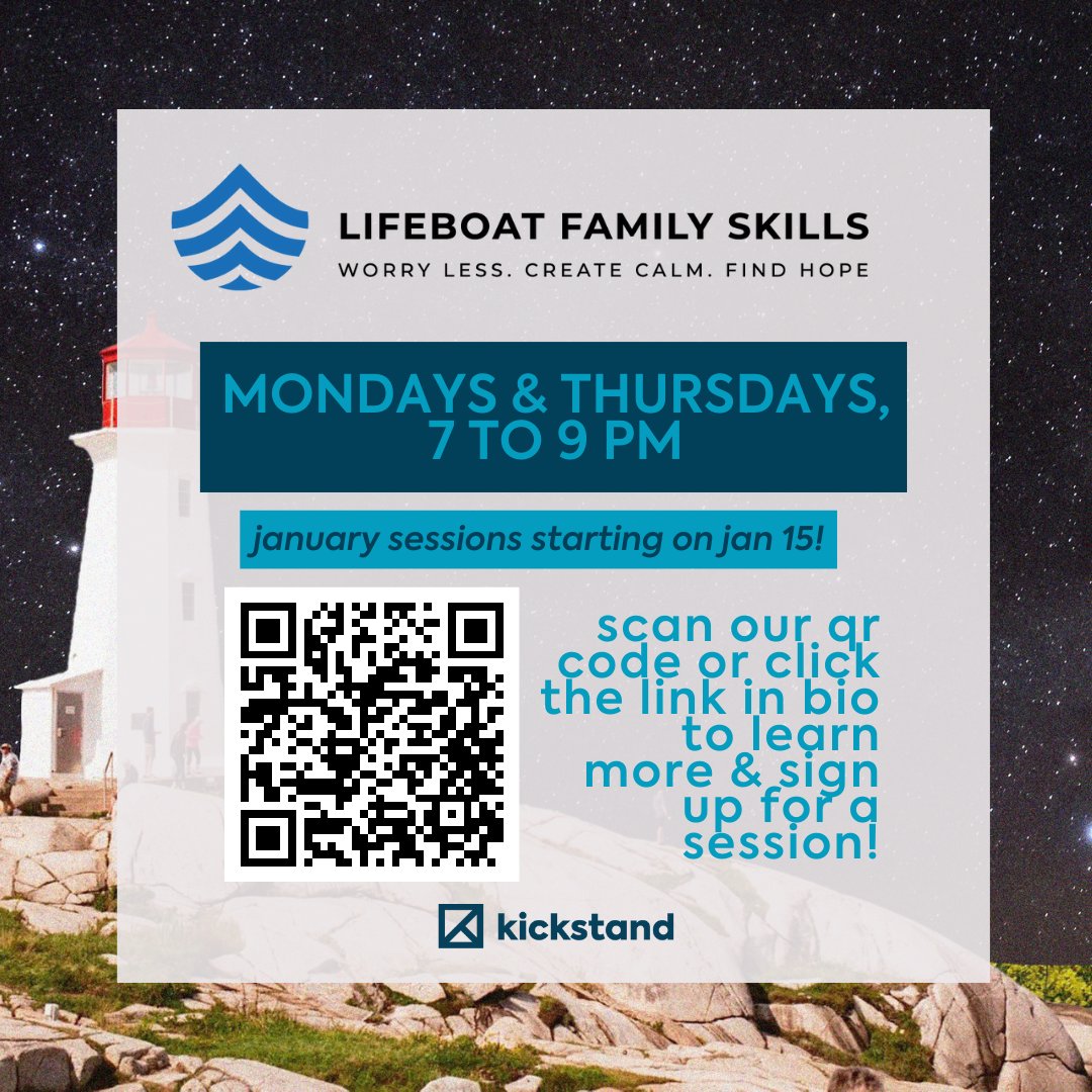 Lifeboat Family Skills is back! Tailored for family members and caregivers supporting young people struggling with their mental health. Learn more: mykickstand.ca/connect/groups…