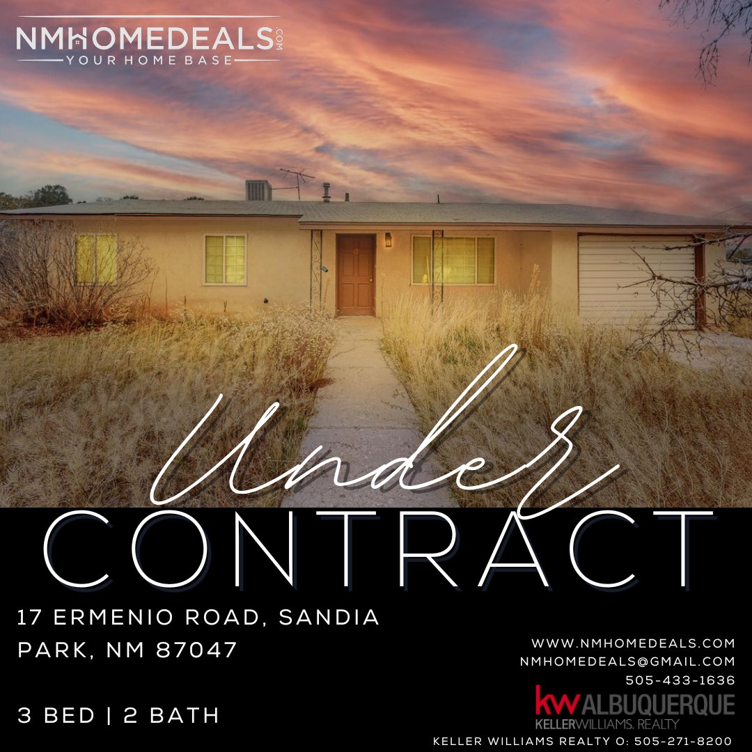 nmhomedeals's tweet photo. ✨UNDER CONTRACT

We are excited as we share the news that this home is now Under contract!🏡🎉 Our team is here to work hard for our clients! Reach out to us for a free market analysis or to help navigate you through the process.   

#nmhomedeals #undercontract #yourhomebase https://t.co/cCx59Vxw0Q