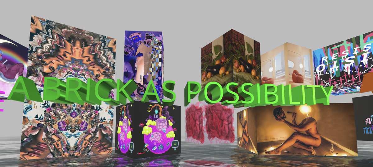 cyborg_brujx's tweet photo. A BRICK AS POSSIBILITY. These are works that expand our imagination of what queerness can be, queerness as a place, as a moment. queerness, fluid like space/time. From "Throwing Digital Bricks: Queer Acts of Protest" for the #wrongbiennale ! #queerart #digitalart https://t.co/vfAV9wIZWb
