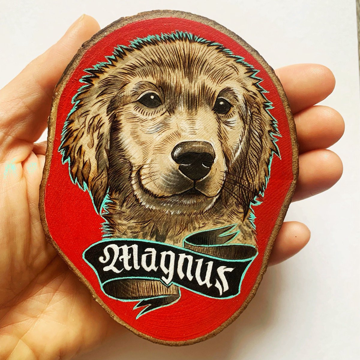 chey_ennee's tweet photo. Made this cutie for another client!

I like to give all pets a lil smile too :)

#illustration #art #woodburning #pyrography #wood #acrylic #pet #dog #mondayfunday #Monday #MondayMood #roomtoimprove #Mondayvibes #mondaythoughts #painting #ontario #canada https://t.co/NMNcEzJWMm