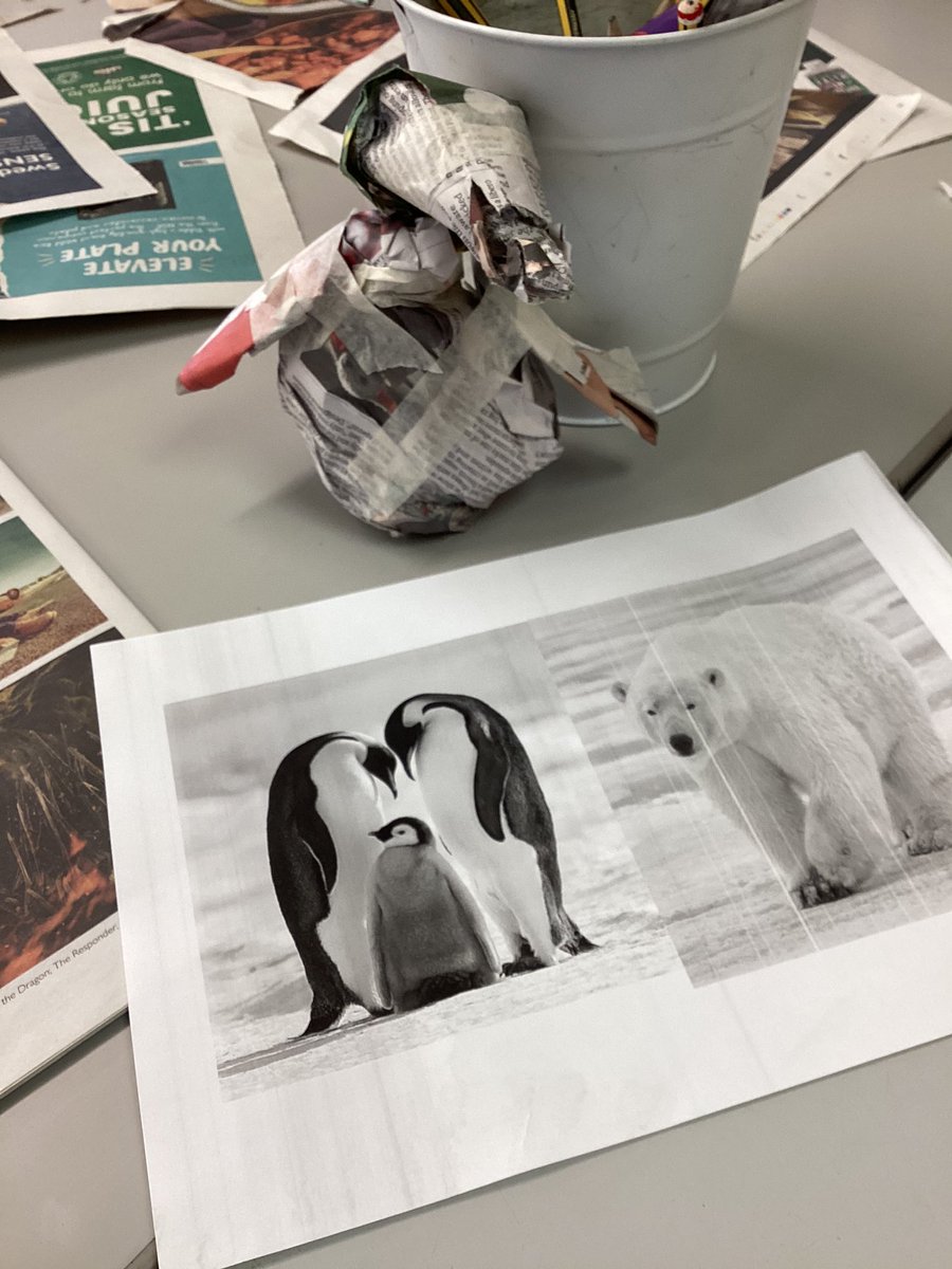 BPSYearTwo's tweet image. Year 2 are in the process of making sculptures. They are using their scientific knowledge of scrunching, squashing, bending and twisting to form the animal shape. 🐧🐻‍❄️ #billingshurstart #billingshurstdt