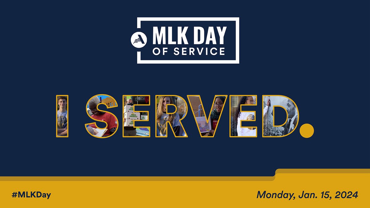 statecommission's tweet photo. 📢 Calling all folks serving today on MLK Day of Service! 📢 Thank you for serving! Post this graphic and share what inspired you to help build Dr. King's Beloved Community. You can also share your service stories and reflections at https://t.co/1Xm2QCY0CN #MLKDay2024 #IServed https://t.co/2sZkSov89B