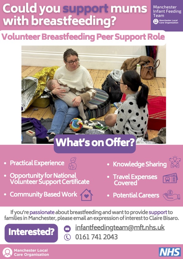 Could you support mums with breastfeeding? Volunteer peer support role 👇💪❤️🤱 These groups can provide invaluable warm and non-judgemental support, as my family can attest to - it made such a difference to our physical and mental health 🙏