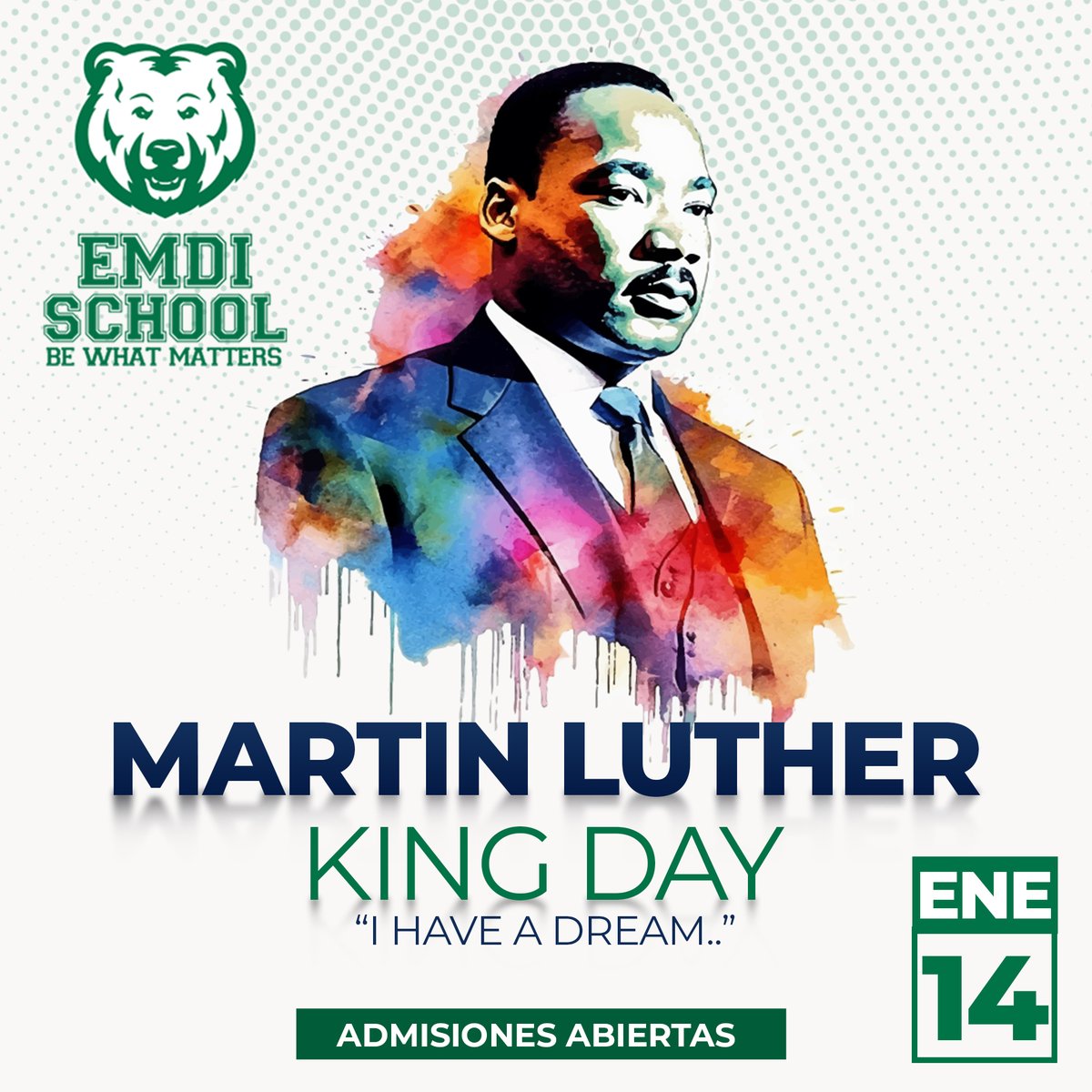EMDISchool's tweet photo. ✊🏿 El Dr. King, influenciado por Gandhi, promovió el cambio a través de la protesta no violenta y se convirtió en un símbolo de justicia social. 🕊️🗣️Su discurso "Tengo un sueño" en la Marcha sobre Washington es un legado de igualdad y esperanza. 🗽 https://t.co/gFZh6zQFfr