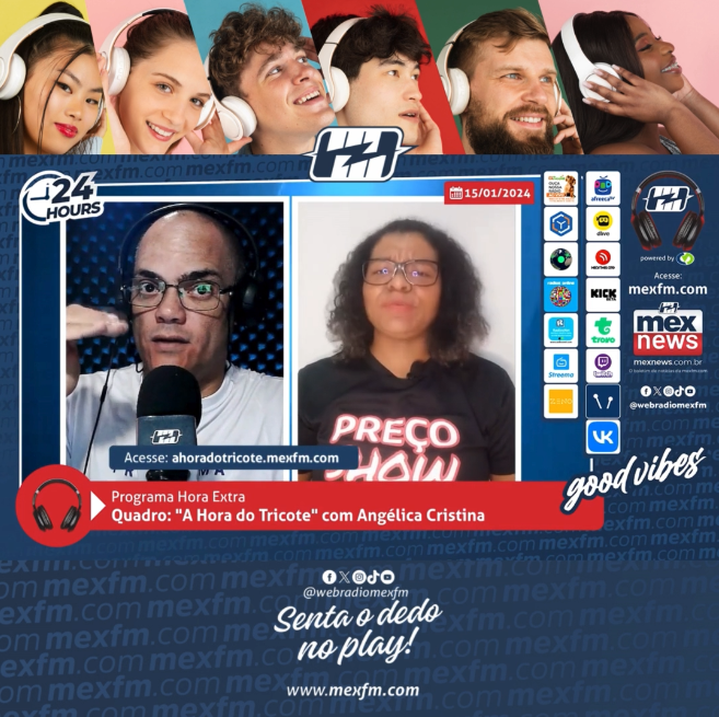 webradiomexfm's tweet photo. Acessa ae: https://t.co/UrQ3kJ6h49 e assista o quadro: A Hora do Tricote (15/Jan/2024) com Angélica Cristina, vai ao ar de segunda à sexta, a partir das 11h (horário de Brasília) dentro do #ProgramaHoraExtra na https://t.co/YnIT0eE8UE ;-) #Humor #webradiomexfm #AHoraDoTricote https://t.co/uQZlbuuyO8