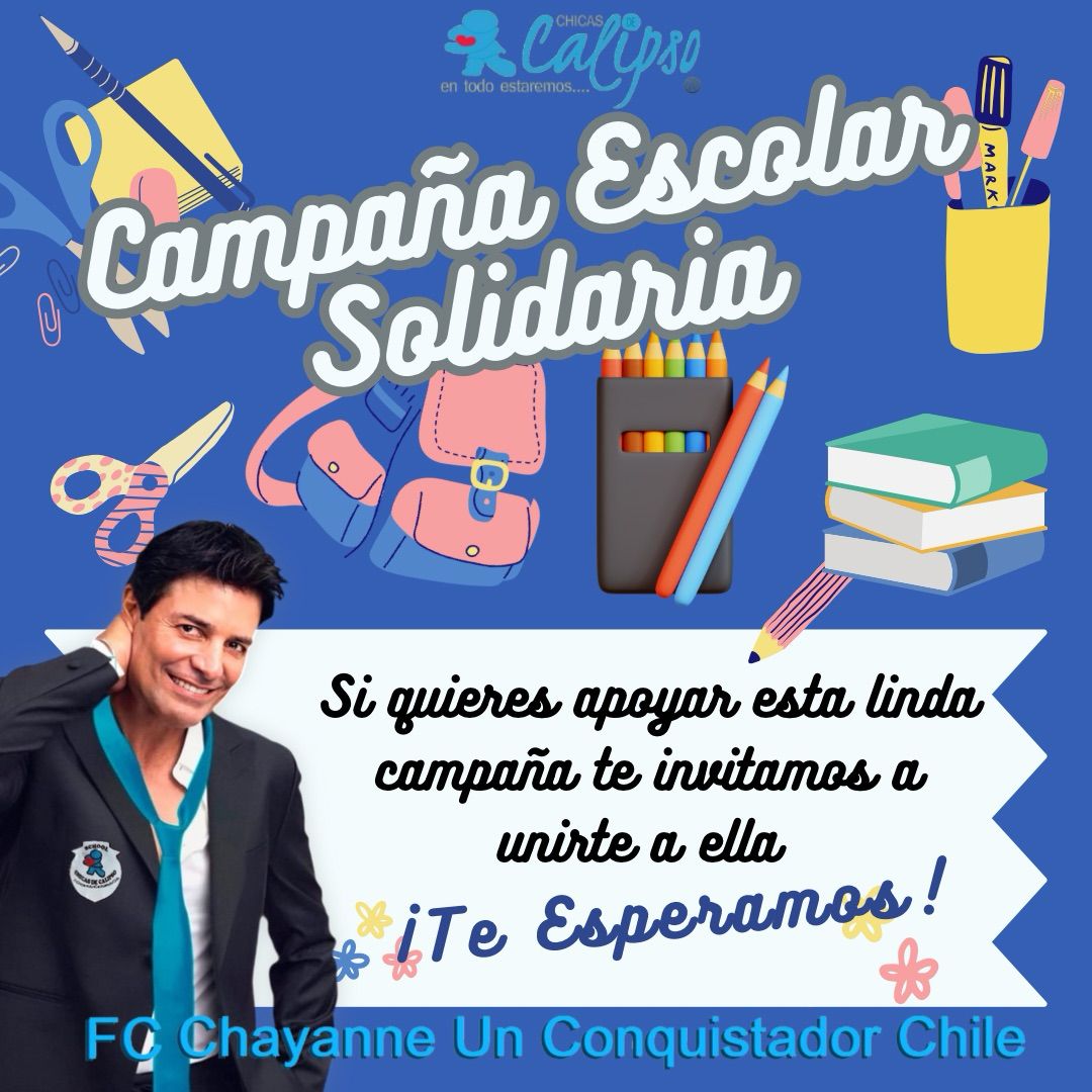 CHICASDECALIPSO's tweet photo. Campaña "#NuncaEsTardeParaEstudiar" Es simple, únete a nosotras donando útiles escolares en buen estado, mochilas, estuches, lapices, cuadernos, cada aporte cuenta.
Nos puedes contactar por nuestras redes y nos comunicaremos contigo @CHAYANNEMUSIC 💙
 🖍️✏️📚✏️📐✂️ 
 #ObraSocial https://t.co/ShXi0pqT2r
