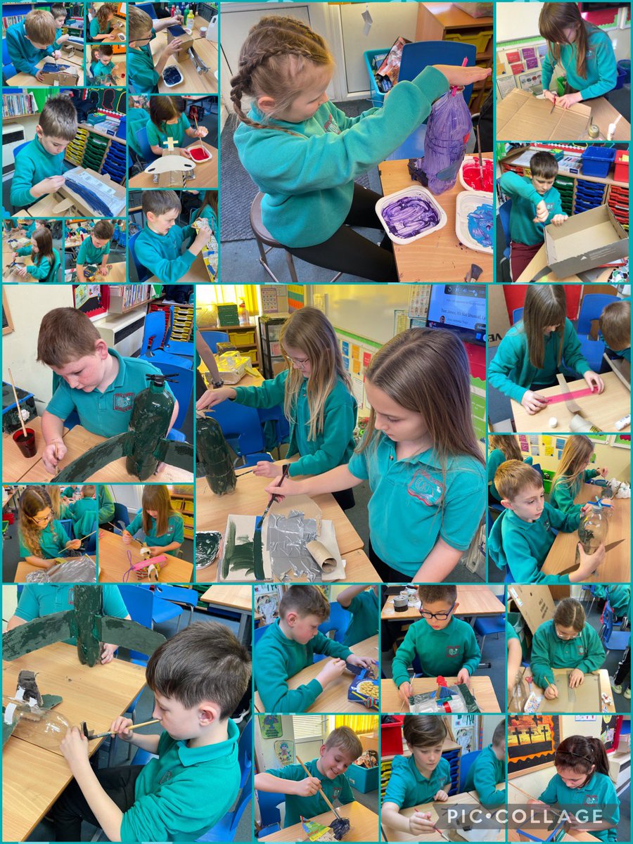 ByneaSchool's tweet image. Year 5 have been busy using junk materials to create their own World War 1 planes.. 👍🏼 🎨✂️#DTProject #FallenFields