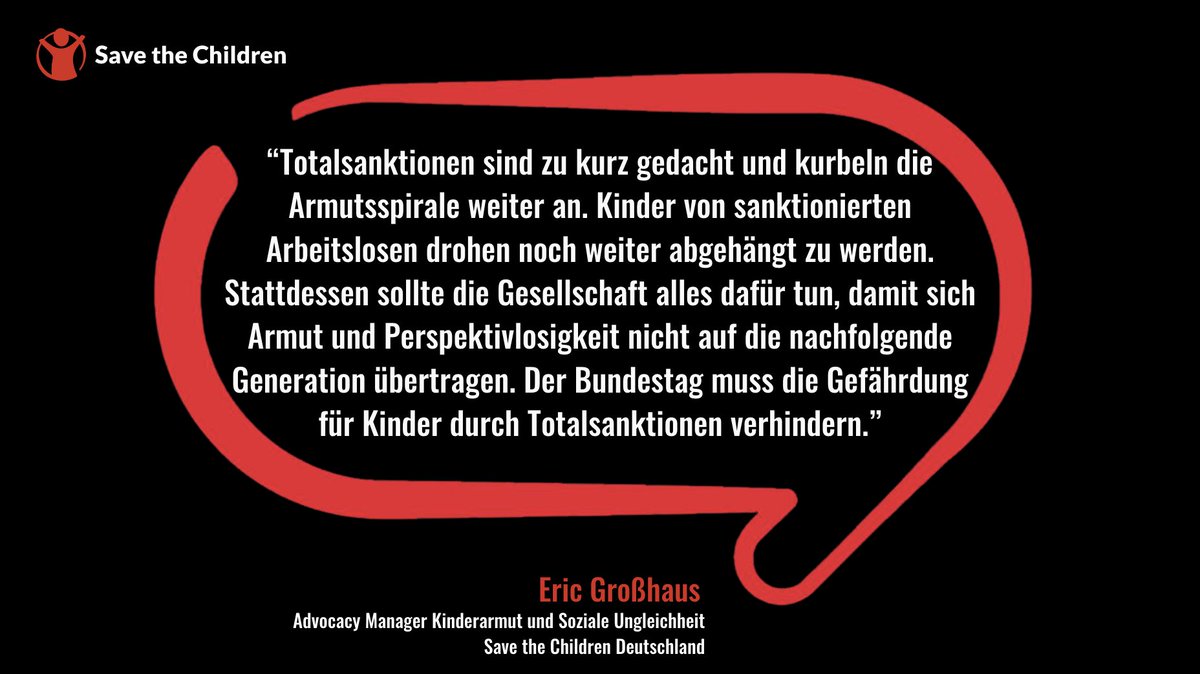 SaveChildrenDE's tweet photo. STATEMENT: Im Zuge der Haushalteinsparungen 2024 sind Verschärfungen der Sanktionen im Bürgergeld vorgesehen. Save the Children warnt vor den Folgen möglicher #Totalsanktionen für die Kinder der Betroffenen.
➡️https://t.co/XbR9PYec8G https://t.co/qT2jRFEvt6