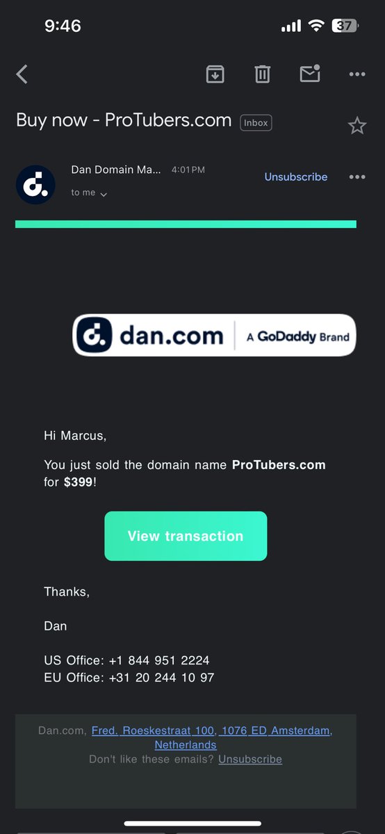 marcuswo's tweet photo. It’s been 3 months since I got serious about domain investing, and my first sale finally came through!

So far, I’ve been pretty happy with the small portfolio that I’ve built up. There were a few poor judgement calls that led to bad buys, but generally I’m satisfied with most of the domain names I’ve accumulated.

So, not having any sales yet didn’t discourage me in the slightest, as I know it takes time.

This little $399 BIN sale did catch me by surprise, and gave me some validation for what I’ve done so far.

Inbound sale via Dan @Undeveloped lander. Held for 51 days.

#domains #domainnames #domaininvesting