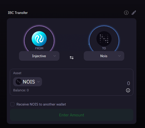 Thormite's tweet image. i won on injective but can't transfer to nois. How to bridge to nois and stake?