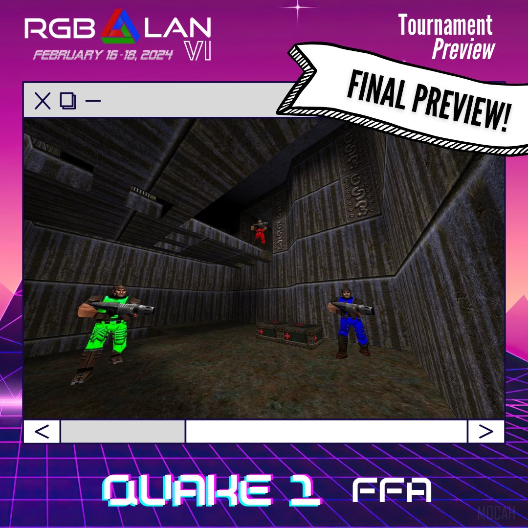 RGBLAN's tweet photo. OUR FINAL TOURNAMENT PREVIEW is here as we count down the final month before RGB LAN 6! And, yeah, it's QUAKE 1!! #quake1 #quake #rgblan #lan #philly #byoc https://t.co/8fB2xfD5zj