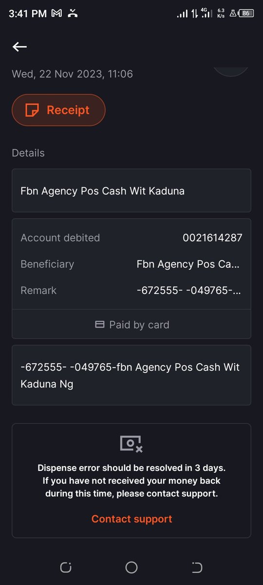 dalmanusuf's tweet photo. This is how @gtbank_help will just eat my 5k over POS dispense error of November 2023😢
I've spent close to 5K following my own 5K, haba na. https://t.co/9beK2jSr3d