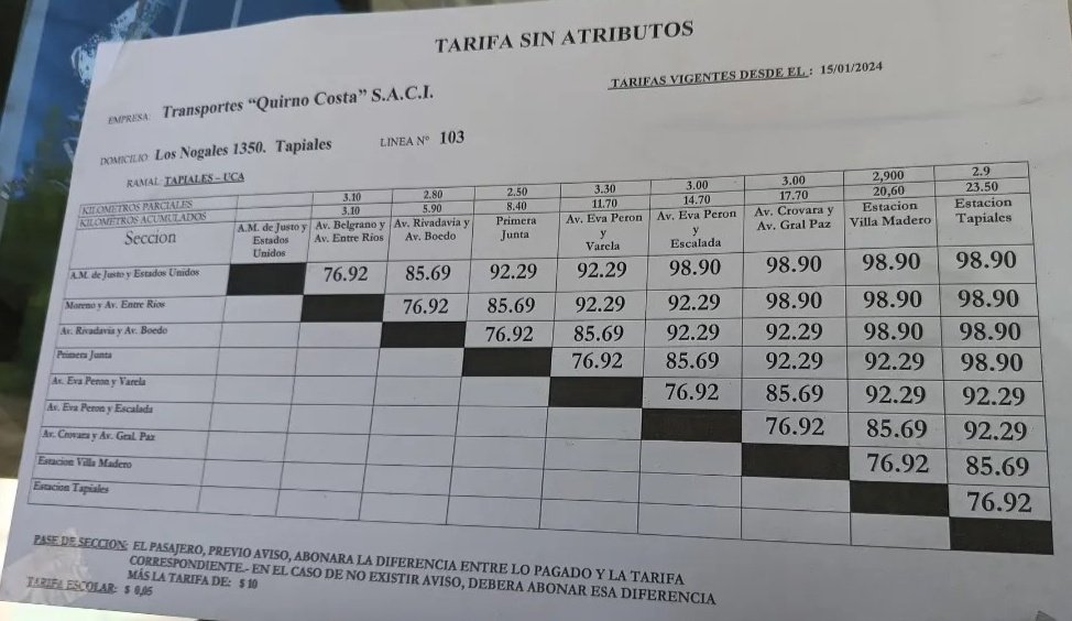 CiudadDeBondis's tweet photo. Algunos cuadros tarifarios actualizados que conseguimos con las secciones
#Linea132 #Linea109 #Linea110 #Linea103 https://t.co/ukYvfd7ggt