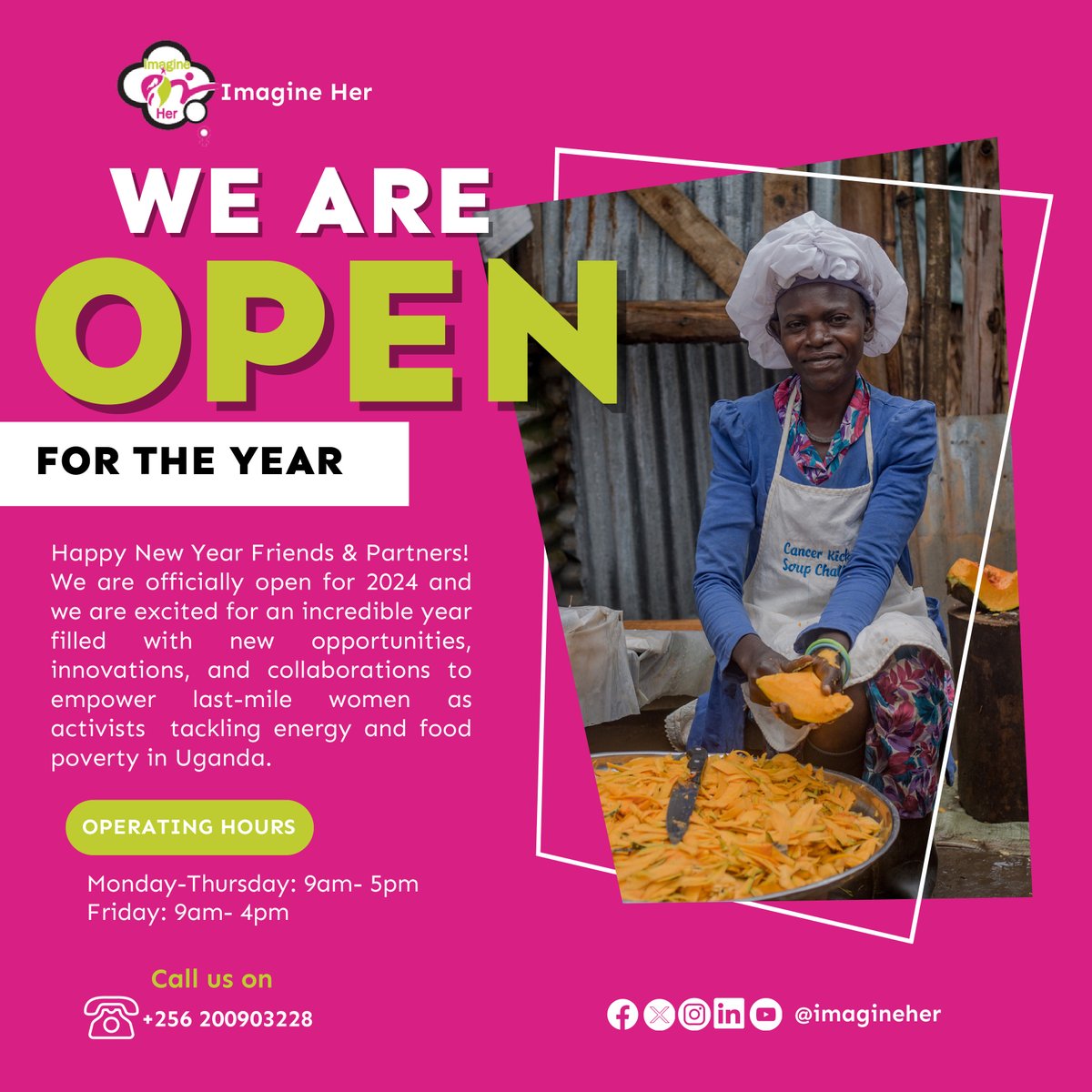 Happy New Year Friends and Partners!🎉 We are open and excited for a year filled with new #opportunities, #innovations, and #collaborations as we empower last-mile young women and youth to tackle #energy, #food, and #housing poverty. imagineher.org