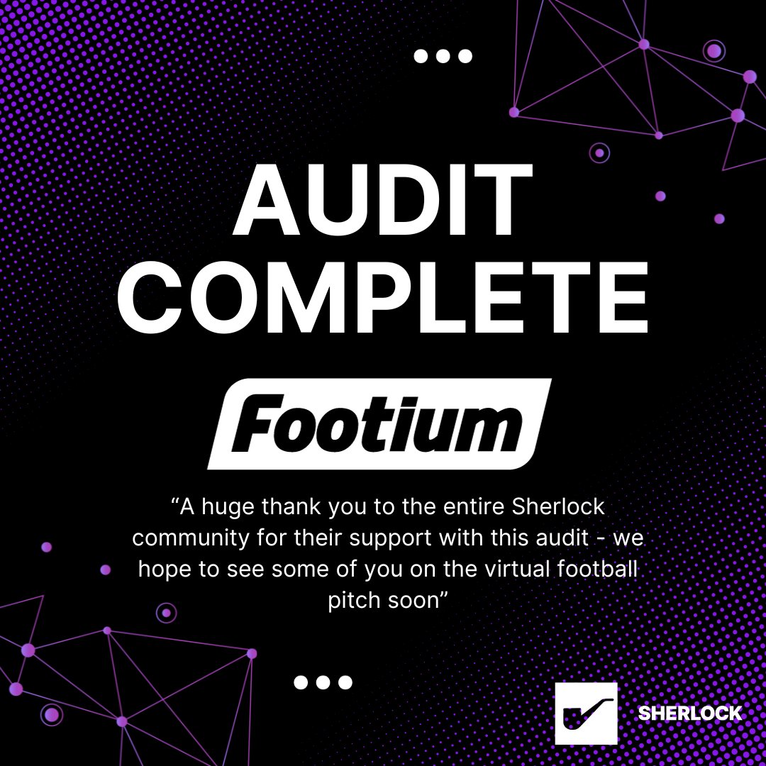 sherlockdefi's tweet photo. 📣 Sherlock is excited to announce the smart contract security assessment is complete for Footium
@Footium 
"A huge thank you to the entire Sherlock community for their support with this audit - we hope to see some of you on the virtual football pitch soon!", Footium
➡️ Check out the full report here: https://t.co/vsM5Wnfjcx
