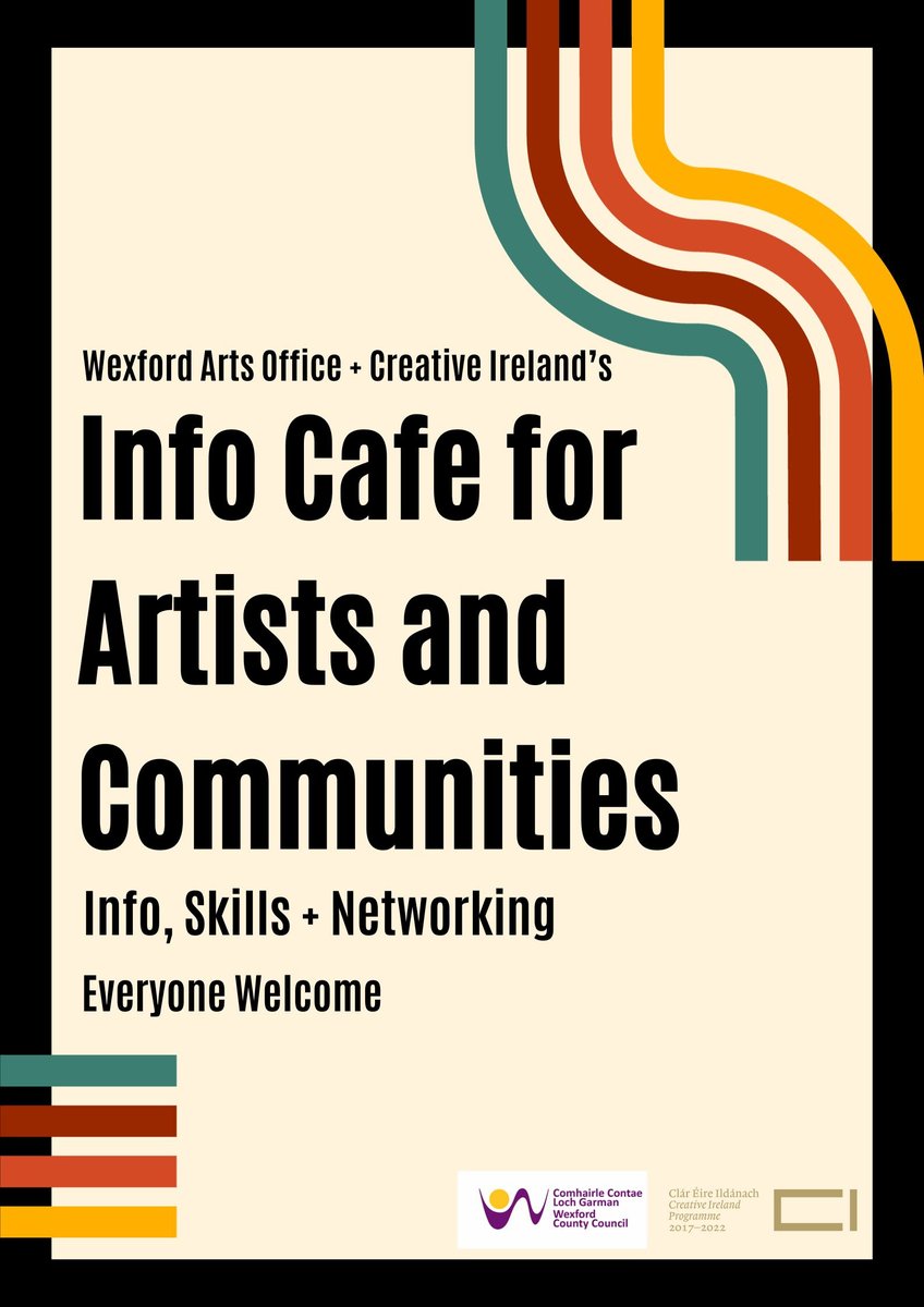 ScreenWexford's tweet photo. Wexford Arts Office (@wexfordcoco) and @CreativeIreland are hosting this year’s #InfoCafe for Artists & Creatives across #CountyWexford.
*#FreeEvent
*Info on ongoing & future #OpenCalls
*#Networking
To register: arts@wexfordcoco.ie https://t.co/88gRTxl8Lo