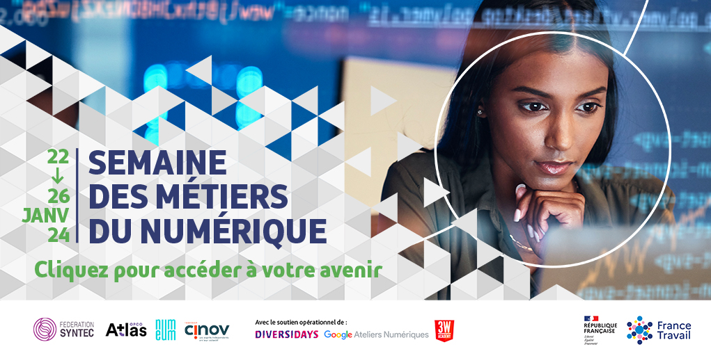 FTravail_CVL's tweet photo. J-7 avant le lancement de la Semaine des Métiers du #Numérique de @FranceTravail. Plus de 50 événements en #CentreValdeLoire. #FranceTravail et le Réseau pour l’#emploi mobilisés aux côtés des recruteurs ➡️https://t.co/kJtqTZoPdl https://t.co/p3VWhgpR0R