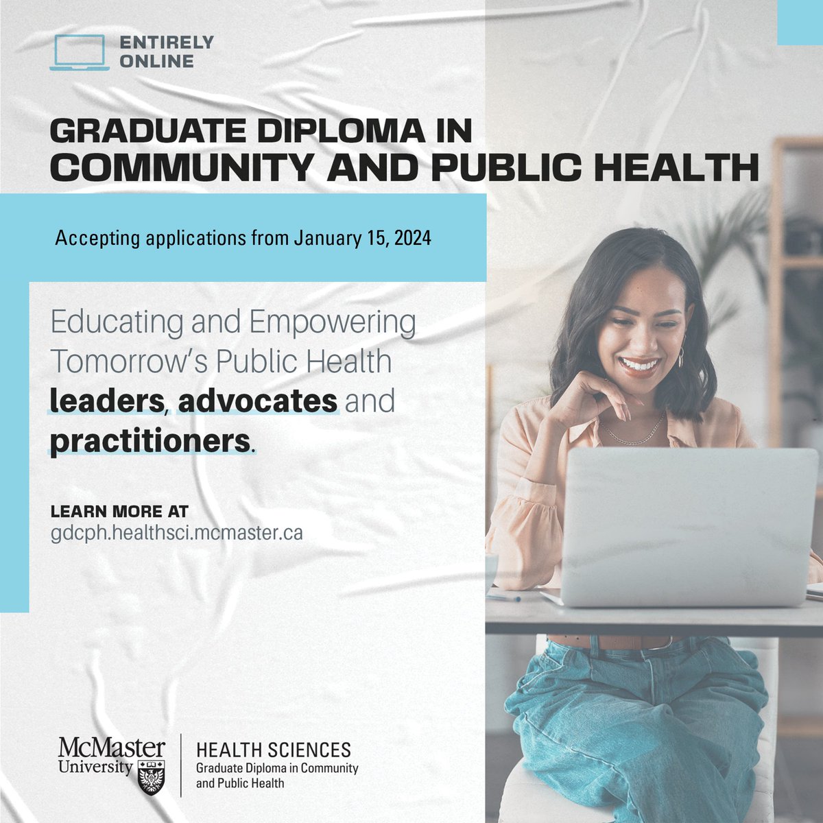 Find out more about our fully online diploma program at our Admissions Webinar on February 6th, 2024 at 12pm with Program Director @AndersonLauraN RSVP to gdcph@mcmaster.ca #publichealth #graduatestudents #communityhealth