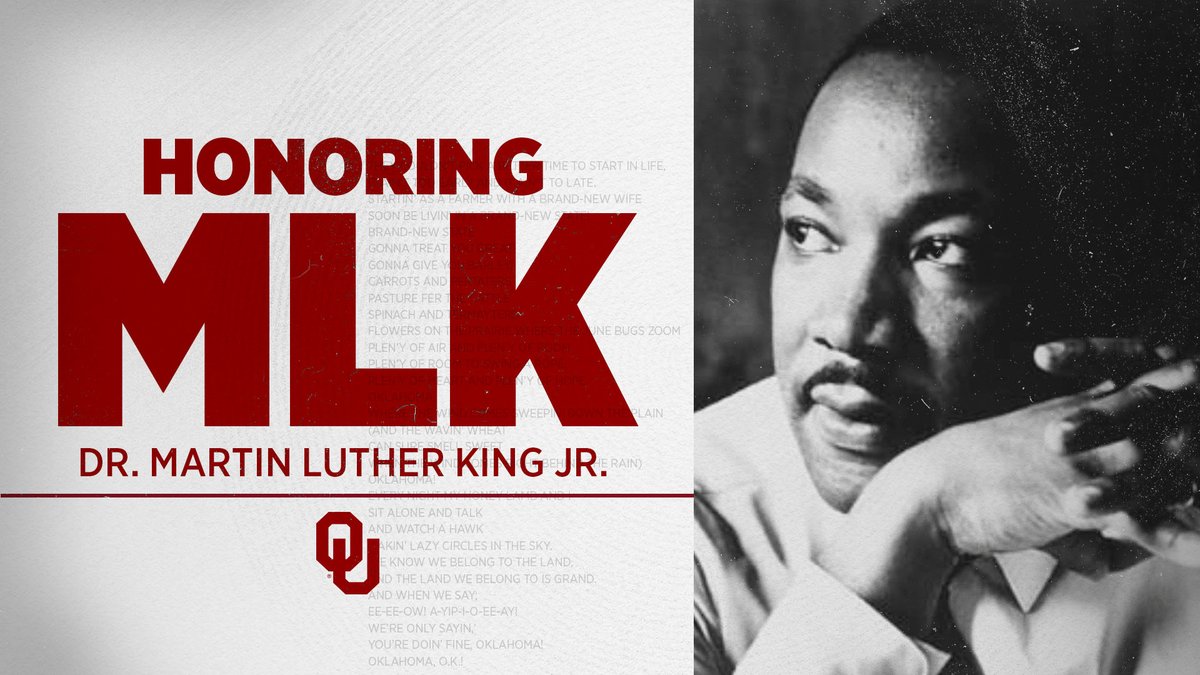 OU_Athletics's tweet photo. Today we honor and celebrate Dr. Martin Luther King Jr. by reflecting on his legacy and carrying out his pursuit of equality for all.  

#MLKDay https://t.co/UK9E4OEoSE