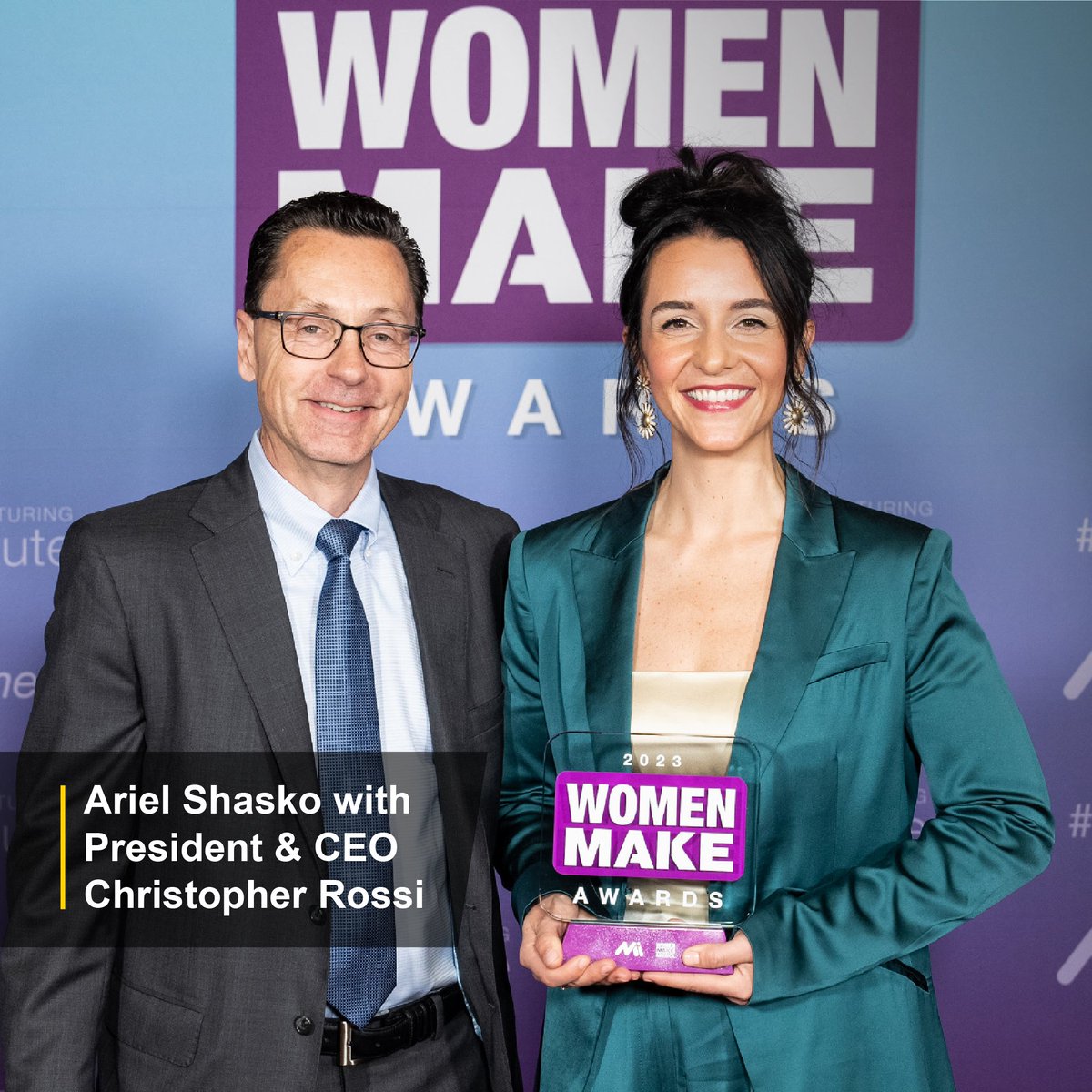 [2/3] We supported Ariel Shasko, Deployment Manager, Advanced Manufacturing Engineering, who was named a Women MAKE Awards Emerging Leader by <a href="/TheMfgInstitute/">TheMfgInstitute</a>.
 
Learn more about our #socialimpact: okt.to/TZdgmY