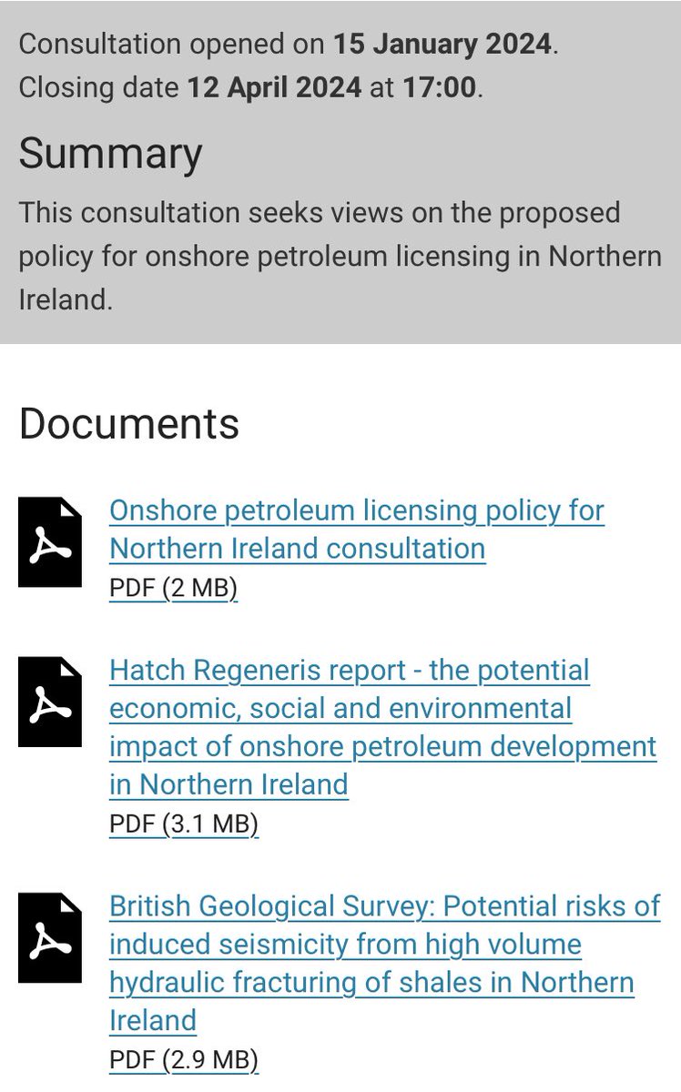 StopTheDrill's tweet photo. ONSHORE PETROLEUM LICENSING POLICY – NOTIFICATION OF CONSULTATION 
The preferred policy option is a moratorium and eventual legislative ban on exploration and production of all forms of onshore oil and gas in Northern Ireland.

 https://t.co/C60qDoLASF

Deadline 12 April 2024 https://t.co/pTg60c88ww