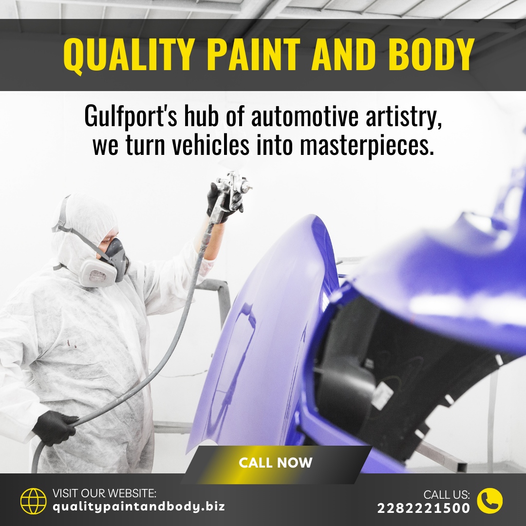 Quality Paint and Body - Gulfport's hub of automotive artistry, where we turn vehicles into masterpieces. 

Call now to transform your ride! 🚗🎨 

#AutomotiveArtistry #MasterpieceTransformation #CallNow