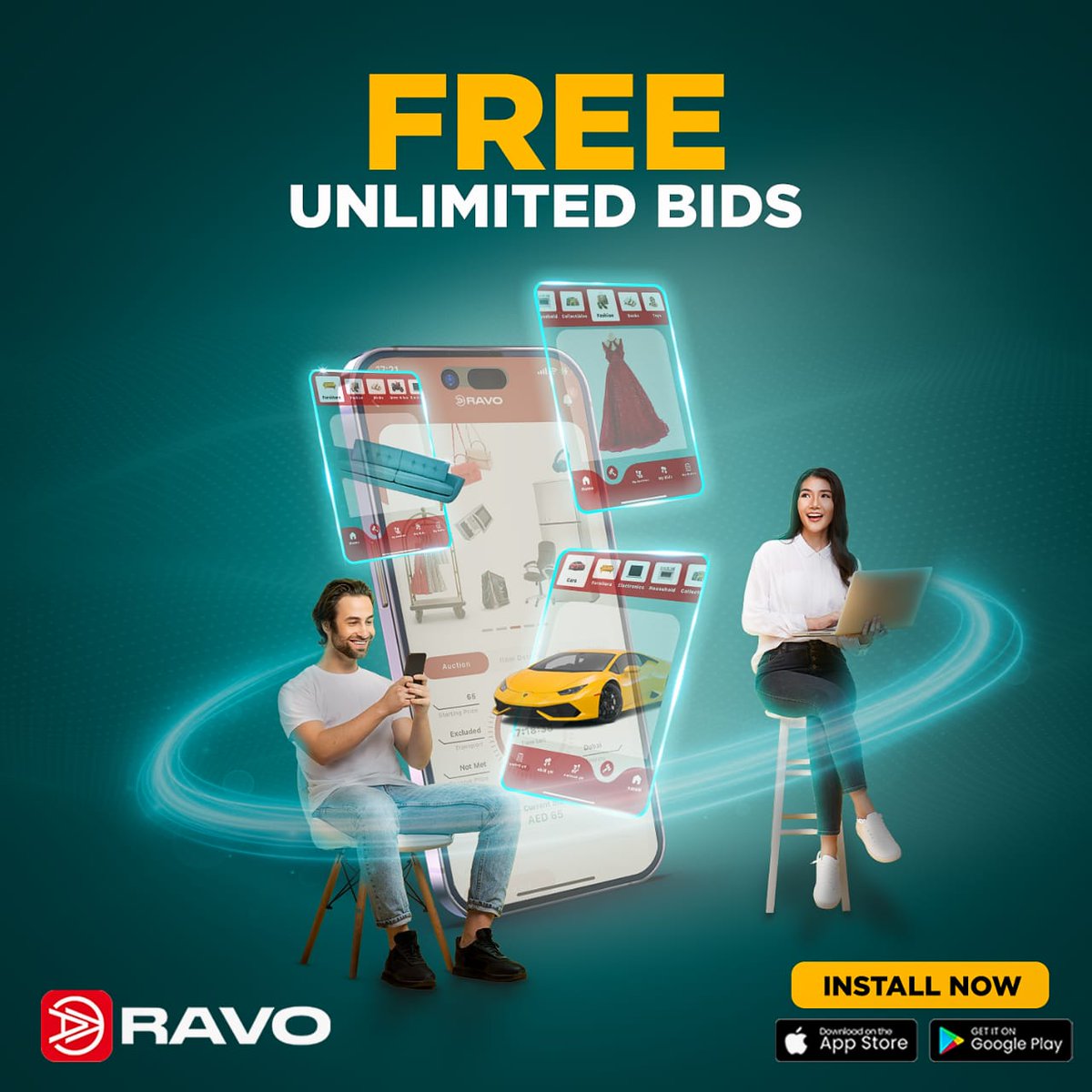 ravo_app's tweet photo. Get ready for thrilling auction adventures filled with surprises and wins! Start bidding now.

App Store: https://t.co/DICPflpepH  Play Store: https://t.co/C3LV1cX8pO

#hotauctions #auctiontime #preownedmarketplace #buypreowneditems #ravo #dubai https://t.co/tiZ8a5cb30