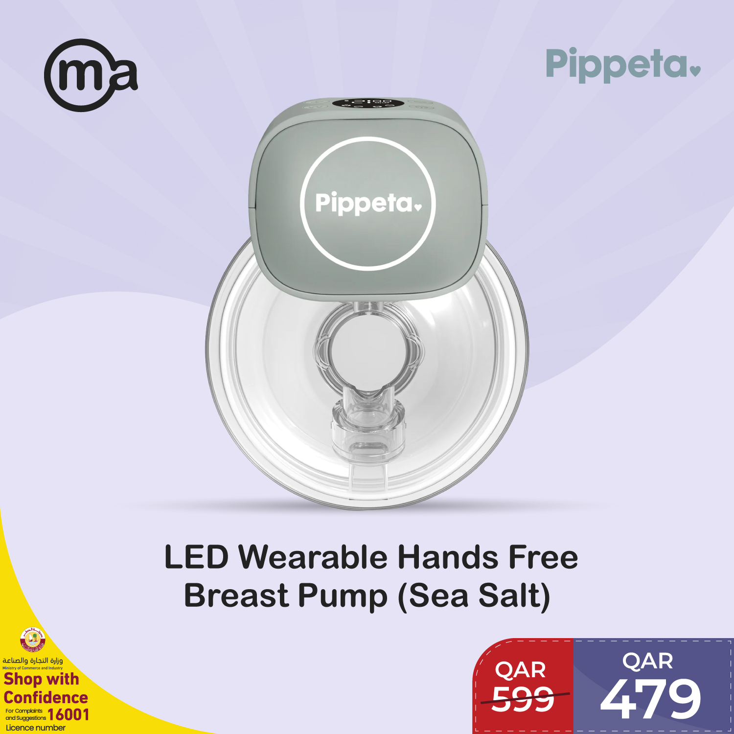 Pippeta LED Wearable Hands Free Breast Pump