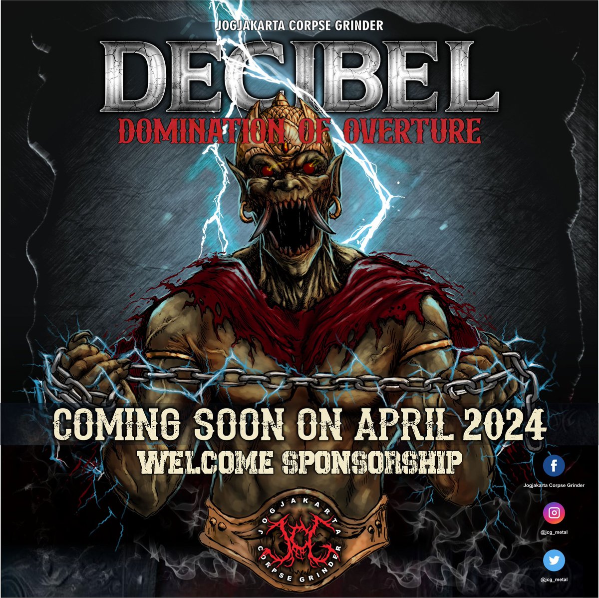 COMING SOON ON APRIL 2024!
DECIBEL  "Domination Of Overture"

WELCOME SPONSORSHIP!!!
#jogja #jogjakartacorpsegrinder #jcg #infogigs #gigsjogja