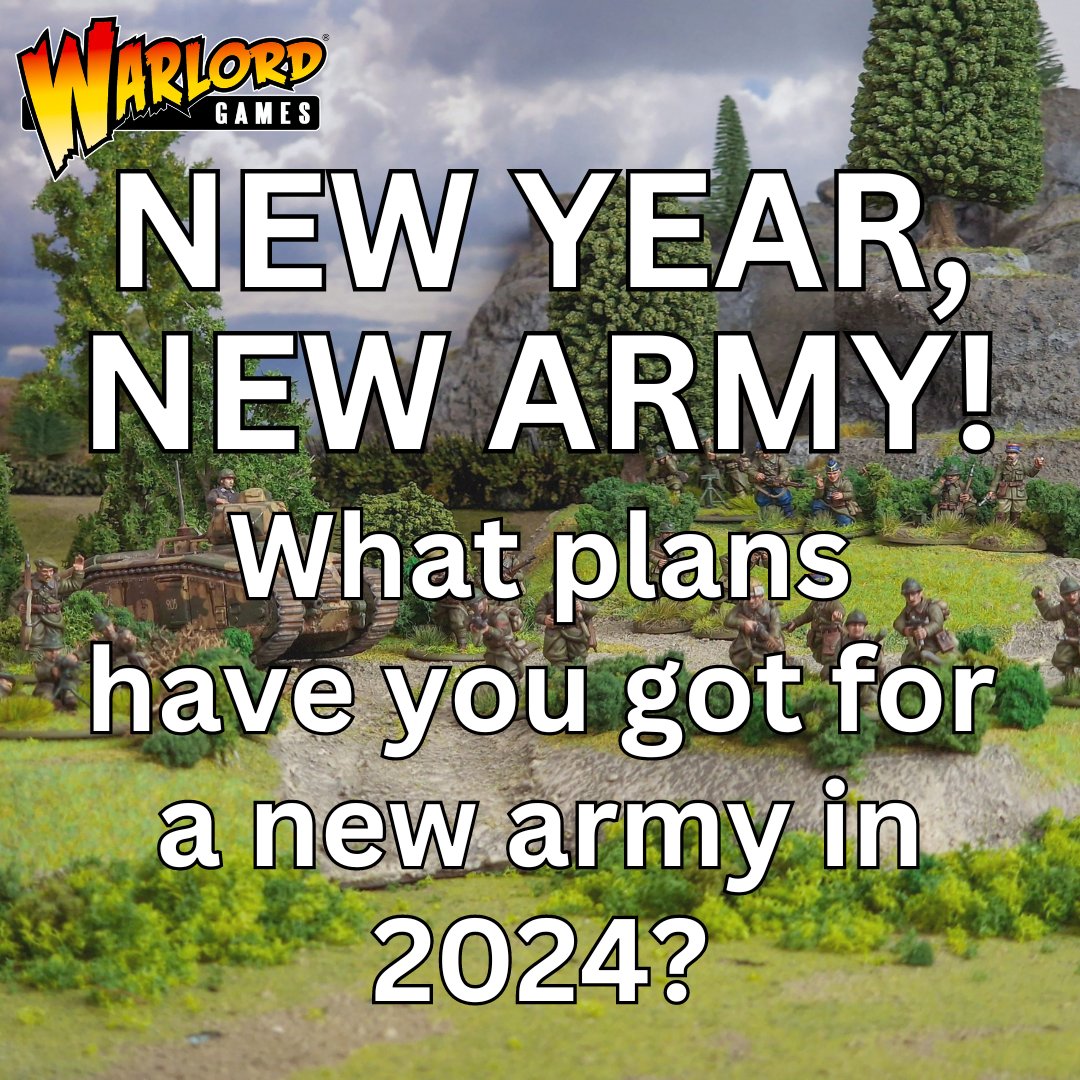 WarlordGames's tweet photo. New Year, New Army... we want to know: What plans have you got for a new army in 2024?
#warlordgames #warlord #wargames #newyearnewarmy #newarmy #newyear #2024
wargaming #wargamers #paintingwarlord https://t.co/ycPdmehkt0