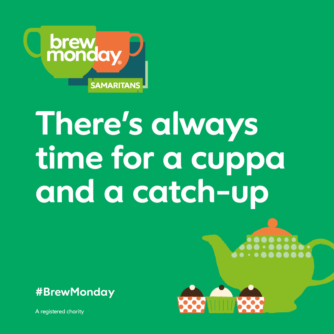 Camerados_org's tweet photo. Blue Monday isn't real, it's a marketing ploy to sell holidays. Samaritans is encouraging everyone to ditch this myth and put the kettle on instead! Folk can be having a tough time throughout the year, #LookOutForEachOther #OverABrew.
#BrewMonday
#WeAreCamerados https://t.co/78AQswyqsj