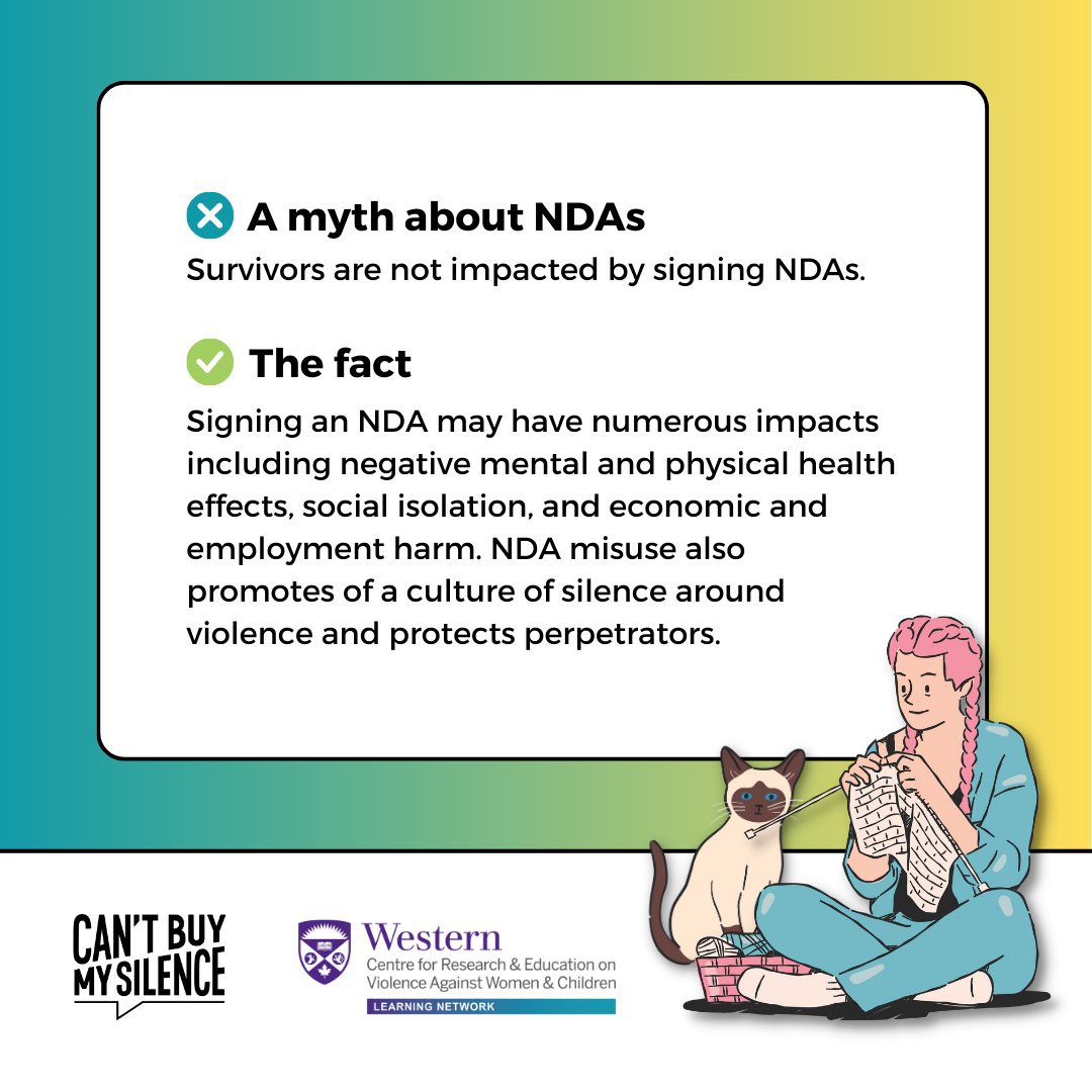 Just your Monday morning reminder that survivors are almost always negatively impacted by being silenced by an NDA. NDAs protect perpetrators NOT the victims #cantbuymysilence @LNandKH