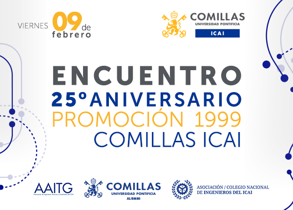 📢 Si eres de la promoción de 1999 de <a href="/Comillas_ICAI/">Comillas ICAI</a>, tienes una cita el próximo 9 de febrero con tu universidad.✨

No te puedes perder el encuentro de tu 25º Aniversario como #ComillasAlumni. Inscríbete aquí y no olvides avisar a tus compañeros y amigos: eventos.comillas.edu/108972/detail/…