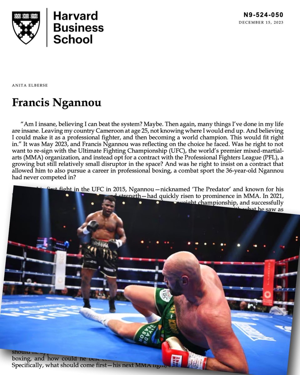 🚨 New case alert! 🚨 The unparalleled @francis_ngannou now stars in his own @HarvardHBS case study, and rightly so. 🥊 (Thank you, @Marquel_Martin, for making it all possible! 🙌🙏) Leave a comment below if you want a chance to win a free preview copy!