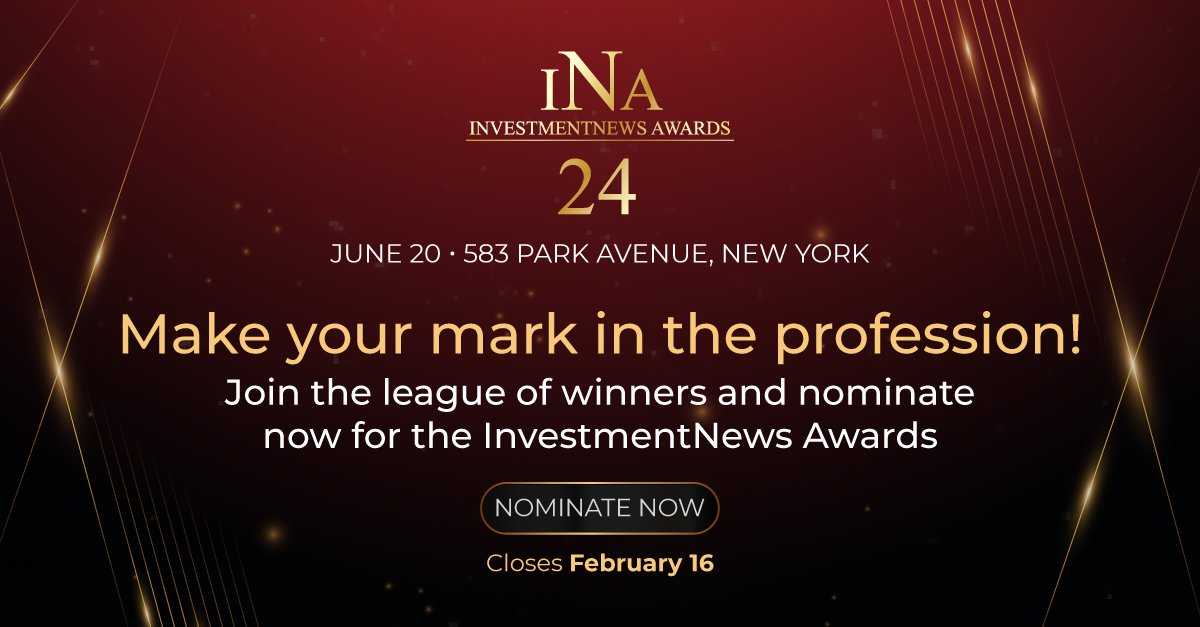 investmentnews's tweet photo. Elevate your success and be recognized on the grand stage! 🌟 Nominations are open for the inaugural #INAwardsUS 2024.  Check out all 21 award categories and criteria now. 

Nominate here: https://t.co/8yJBtJbZEN https://t.co/6wVgjRkqJg
