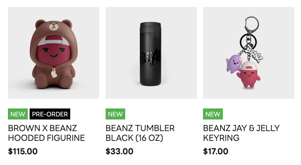 ~100K followers on TikTok. ~400K followers on IG. BEANZ branding in the LINE FRIENDS Gangnam store. Adorable Brown x BEANZ product drop bringing BEANZ to the masses. BEANZ success in web2 is inevitable ✊❤️💜