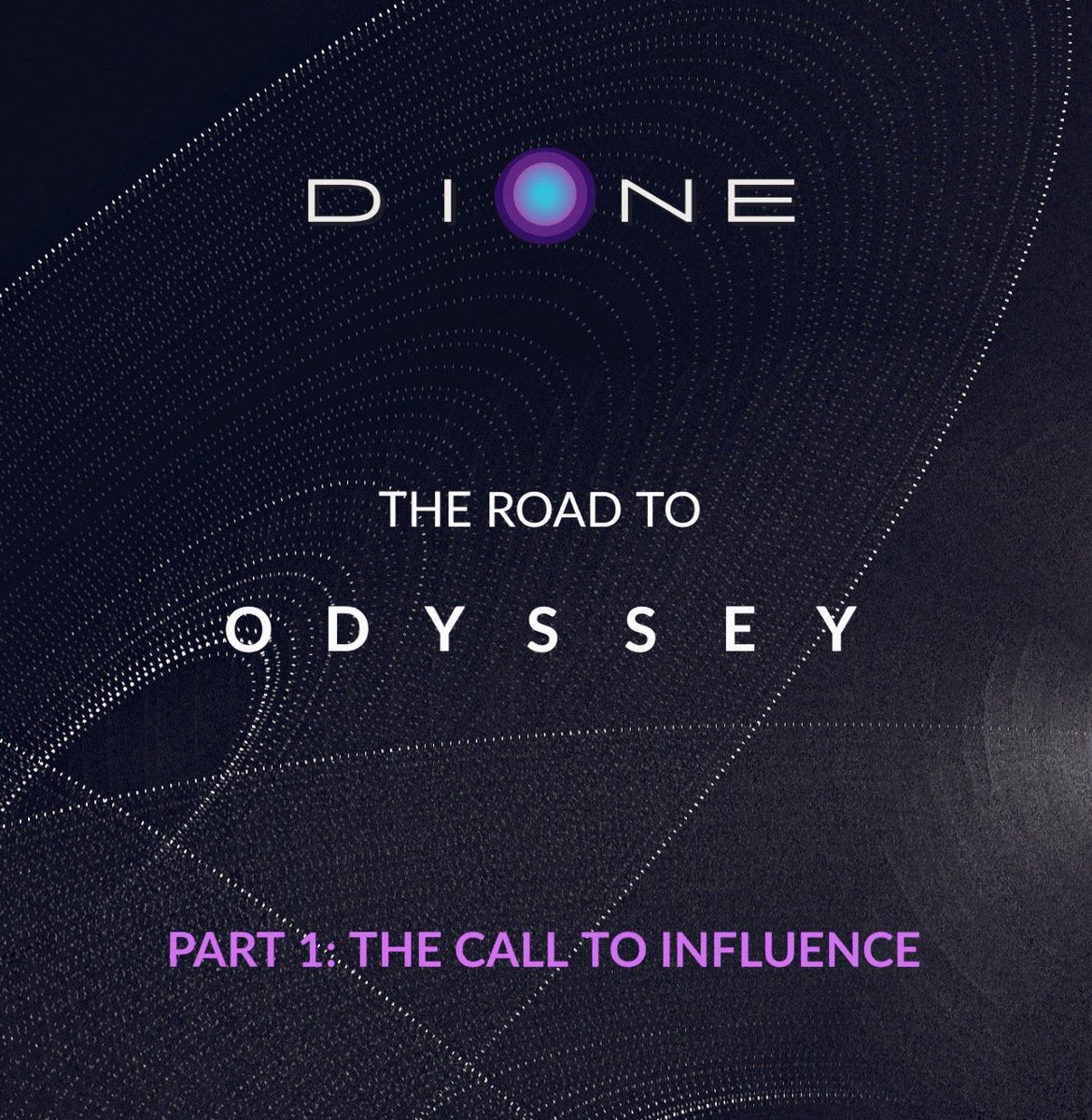 DioneProtocol's tweet photo. Our narrative over the year has been etched with trials, growth, and triumphant returns. $Dione, once considered a mere underdog, has emerged champion and resilient in the face of adversity. We all have been inspired to embrace the transformative power of our Odyssey. It has allowed us to savor the significance of our innovation, our community power, our strength in numbers, our very own chain we call Odyssey, our new home. 

Today marks the beginning of our “about face,” a multi-part series, "The Road to Odyssey." 

Part 1: "The Call to Influence" 

Fresh new stars in the sky joining our journey. These ambassadors, and supporters carry out passion and bring new perspectives to our project. Highlighting Dione is in the forefront, enhancing our brilliance is of course amongst the map. Every great journey finds its way …home ⚡️