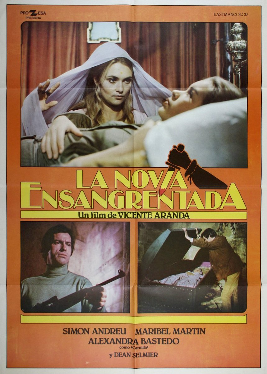 TheFilmFair's tweet photo. Spanish film poster for #TheBloodSpatteredBride (1972 - Dir. #VicenteAranda) #MaribelMartin #AlexandraBastedo #SimonAndreu #DeanSelmier https://t.co/bjo3GJzotr