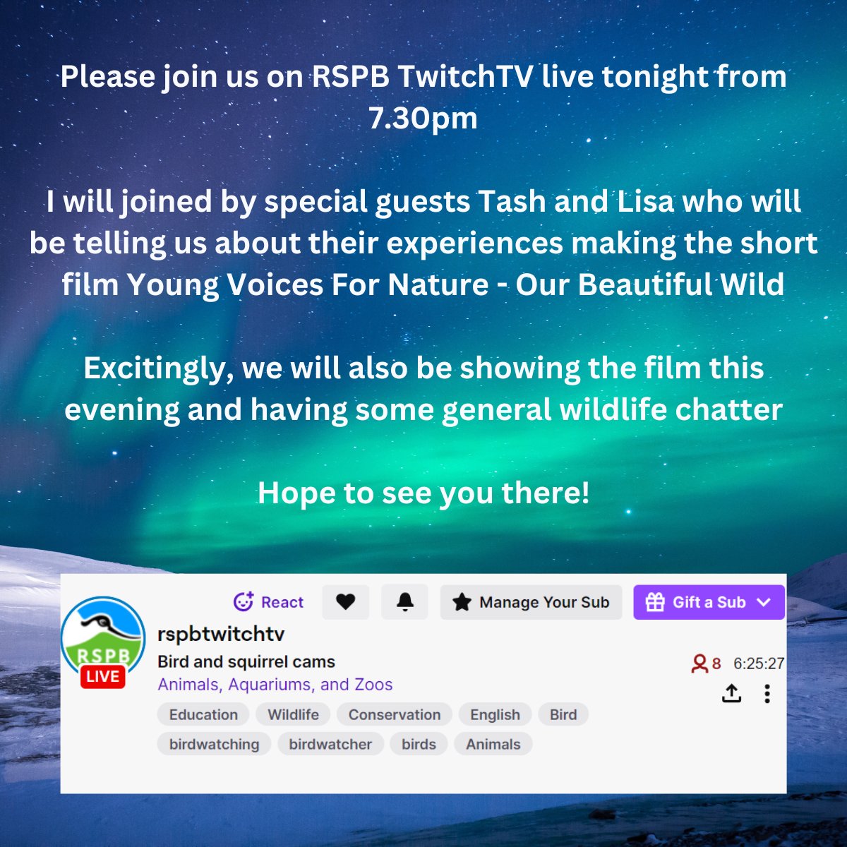 Womanatees1's tweet photo. Join us live tonight  https://t.co/65caiKV7sN @Natures_Voice https://t.co/geYDkOMlKQ