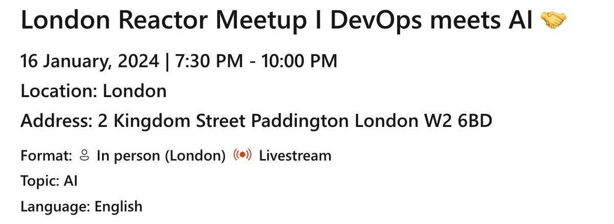 We all have been talking, hearing, discussing about AI and LLMs. The @MSFTReactor London is organising an exciting meetup with theme 'DevOps meets AI'. Join me, @liamchampton and @reddobowen , tomorrow in London Reactor to hear more about Github Copilot and LLMOps. RSVP -…