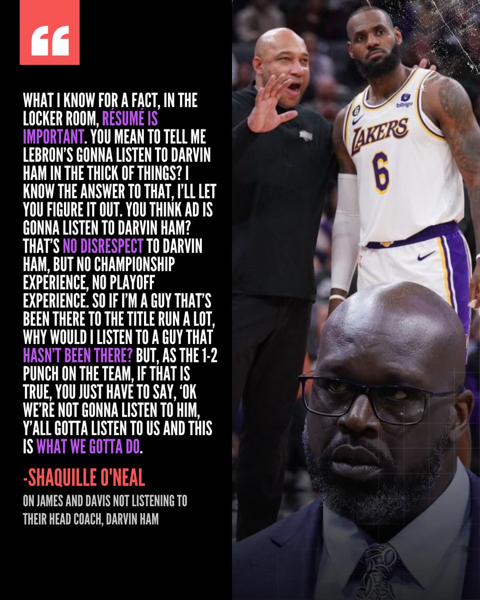 LebronReign's tweet photo. LeBron seems to be more qualified than Darvin Ham when it comes to resume, says the Big Man 😳 Should Lebron alongside AD start working around ways with the team to get the hoops in and start the winning streak again? 👀🏀
.
.
.
#NBA #Basketball #LeBronJames #Lakers #kingjames https://t.co/6UhUQ2hmb3