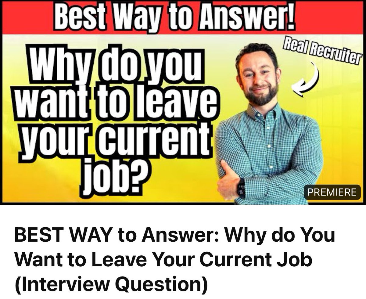 BenWRecruiter's tweet image. BEST WAY to Answer: Why do You Want to Leave Your Current Job (Interview... youtu.be/FiYhmlA2Ozk?si… via @YouTube #jobs #interviewquestion