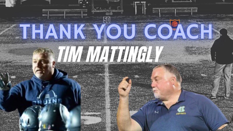 CHBruinFootball's tweet photo. Coach Tim Mattingly 
2014-2023
Winningest coach in CHHS history
79 wins
15 Playoff wins
6 District Titles 
3 Region Runner-up Titles
2 Region Champion Titles
2 Semi-State appearances https://t.co/nKt8nXolbA