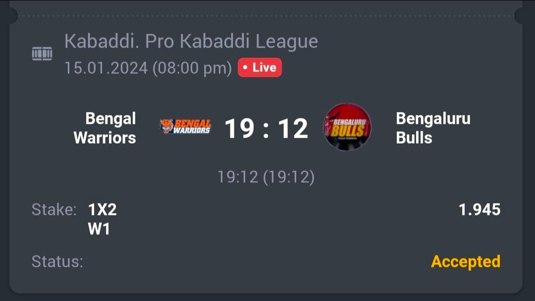 A3RBET's tweet photo. Kabaddi - Pro Kabaddi League

🤼 Bengal Warriors ML
🔖 1.94
💵 10 Units

#GamblingTwitter #SportsBetting #TeamParieur #SportsBet #Betting #FreePicks #A3RBET #SportsBettor

#ProKabaddi #PKL #Kabaddi #PKLSeason10 #10PKL #BENvBLR #BengaluruBulls #ಗೂಳಿಕಣೋ #Bengal

Like + RT https://t.co/U35iLigVvo
